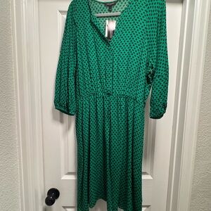 Banana Republic Green Polka Dot Midi Dress